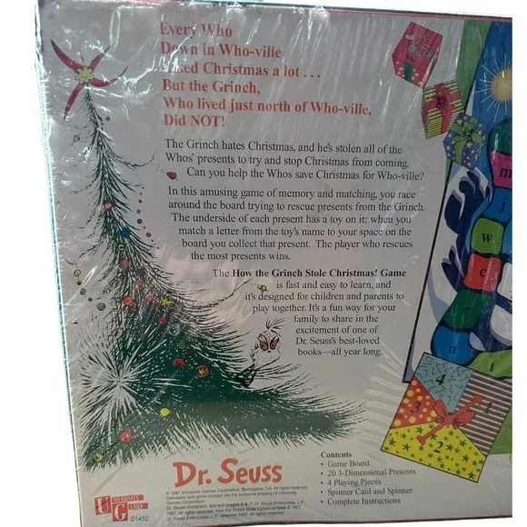 New SEALED 1997 HTF Dr. SUESS HOW THE GRINCH STOLE CHRISTMAS GAME 1st EDITION - Picture 8 of 13
